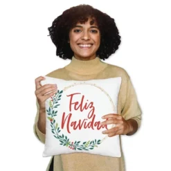 Big Dot Of Happiness Feliz Navidad - Holiday And Spanish Christmas Party Home Decorative Canvas Cushion Case - Throw Pillow Cover - 16 X 16 Inches -Christmas Decorations GUEST c7e905cb 3513 46d0 91ae e01868a2683a