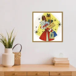 16" X 16" Vintage Christmas Gifts By Grace Popp Framed Canvas Wall Art - Amanti Art -Christmas Decorations GUEST c86534be 2049 460b a7a9 d491c383d3ad