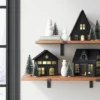 12pc Battery Operated Lit Metal House With Bottle Brush Trees And Snowmen Christmas Village Set - Wondershop™ Black