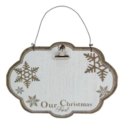 Melrose 9.5" "Our First Christmas" Wooden Picture Frame - Glittery White/Brown