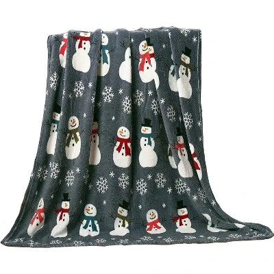 Kate Aurora Ultra Soft & Cozy Christmas Gray Snowman Plush Accent Throw Blanket Cover - 50 In. W X 60 In. L 3 Kate Aurora Ultra Soft & Cozy Christmas Gray Snowman Plush Accent Throw Blanket Cover - 50 In. W X 60 In. L