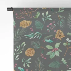Ninola Design Christmas Botanical Charcoal Single Panel Sheer Window Curtain - Society6 -Christmas Decorations GUEST da4098f8 647d 4a47 993e 7374306e0974