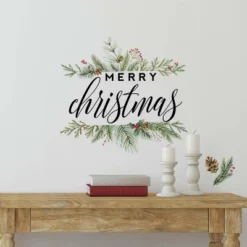 Merry Christmas Wreath Peel And Stick Wall Decal - RoomMates