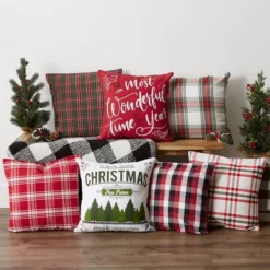 4pk 18"x18" Christmas Printed Square Throw Pillow Covers - Design Imports -Christmas Decorations GUEST dd726bc4 cf32 4de0 8104 f69645f60d2a