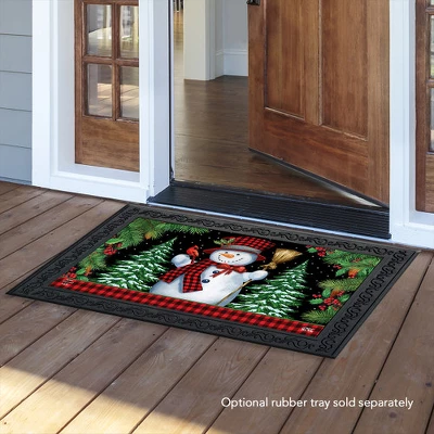 Red Checkered Snowman Winter Christmas Doormat 30" X 18" Indoor Outdoor Briarwood Lane 4 Red Checkered Snowman Winter Christmas Doormat 30" X 18" Indoor Outdoor Briarwood Lane - Image 2