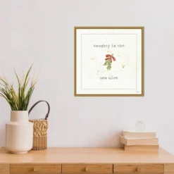 16" X 16" Christmas Cuties III Mistletoe By Pela Studio Framed Canvas Wall Art - Amanti Art -Christmas Decorations GUEST dea8df27 4d59 449d be07 f968b1b75444