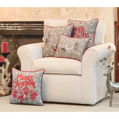 11.5"x18.5" White Christmas Lumbar Throw Pillow - Pillow Perfect 4 11.5"x18.5" White Christmas Lumbar Throw Pillow - Pillow Perfect - Image 2