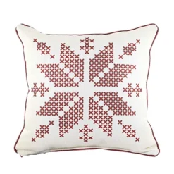 Christmas 16.0" Sweater Snowflake Pillow Living Room Cross Stitch Little Birdie The Little Birdie - Decorative Pillow