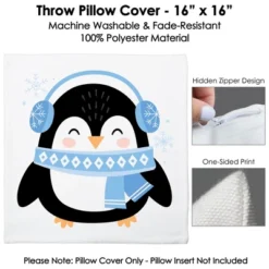 Big Dot Of Happiness Winter Penguins - Holiday And Christmas Party Home Decorative Canvas Cushion Case - Throw Pillow Cover - 16 X 16 Inches 10 Big Dot Of Happiness Winter Penguins - Holiday And Christmas Party Home Decorative Canvas Cushion Case - Throw Pillow Cover - 16 X 16 Inches -Christmas Decorations GUEST e69ae44a 3f65 40ff b4d8 3d9de3fd3294