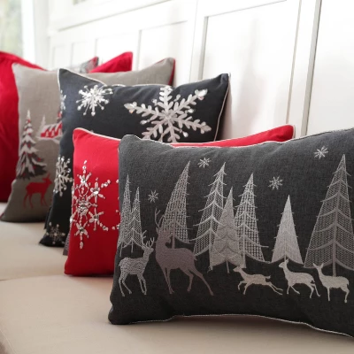 11.5"x18.5" Indoor Christmas Forest Scene Rectangular Throw Pillow - Pillow Perfect 5 11.5"x18.5" Indoor Christmas Forest Scene Rectangular Throw Pillow - Pillow Perfect - Image 3