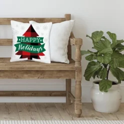 Big Dot Of Happiness Holiday Plaid Trees - Buffalo Plaid Christmas Party Home Decorative Canvas Cushion Case - Throw Pillow Cover - 16 X 16 Inches -Christmas Decorations GUEST e7639240 f0b6 41b7 9ad0 0c05b594fc3d
