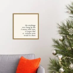 16" X 16" Simple Christmas II Cream By Laura Marshall Framed Canvas Wall Art - Amanti Art -Christmas Decorations GUEST ea134252 f3fa 4181 b8db 664e08a6e684