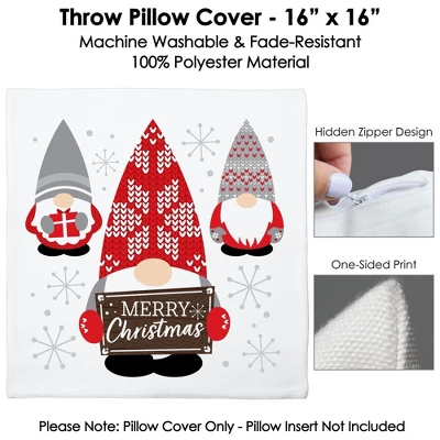 Big Dot Of Happiness Christmas Gnomes - Holiday Party Home Decorative Canvas Cushion Case - Throw Pillow Cover - 16 X 16 Inches 5 Big Dot Of Happiness Christmas Gnomes - Holiday Party Home Decorative Canvas Cushion Case - Throw Pillow Cover - 16 X 16 Inches - Image 3