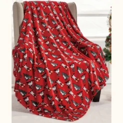 Noble House Christmas Festive And Cheery Holiday Super Soft Ultra Comfy Microplush Throw Blanket 50"x60" -Christmas Decorations GUEST ed9781b7 a6d9 4580 a810 703747fe08fd