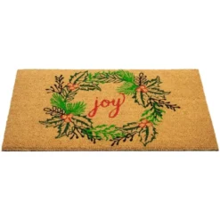 Northlight Natural Coir "Joy" Wreath Christmas Doormat 18" X 30" -Christmas Decorations GUEST f1457763 d4ee 4269 931d b3fe02d9f477