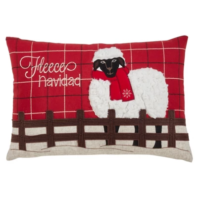 Saro Lifestyle Plaid Christmas Sheep Decorative Pillow Cover 4 Saro Lifestyle Plaid Christmas Sheep Decorative Pillow Cover - Image 2