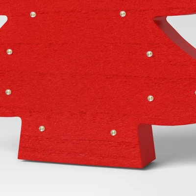 12" Battery Operated Lit Wood Christmas Tree Figurine - Wondershop™ Red 5 12" Battery Operated Lit Wood Christmas Tree Figurine - Wondershop™ Red - Image 3