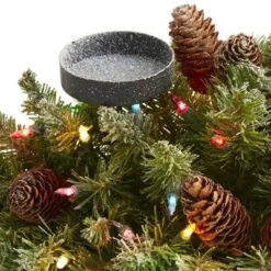 Nearly Natural 24-in Flocked Artificial Christmas Double Candelabrum With 35 Multicolored Lights And Pine Cones -Christmas Decorations GUEST f4f59131 8e46 4ce2 a2c1 cbfd0d76dfb9