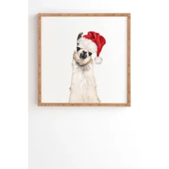 Big Nose Work Christmas Llama Bamboo Framed Wall Art - Deny Designs -Christmas Decorations GUEST f7bbe8fa 39a3 40d6 b484 5ba22b813dad