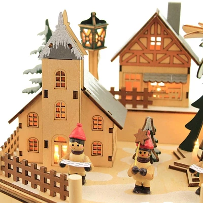 Christmas Led Windmill Village - One Lit Village Figurine 11.5 Inches - Christmas Church Carolers - 134127 - Wood - Beige 4 Christmas Led Windmill Village - One Lit Village Figurine 11.5 Inches - Christmas Church Carolers - 134127 - Wood - Beige - Image 2
